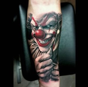 фото тату клоун от 14.01.2018 №003 - Clown tattoo - tattoo-photo.ru