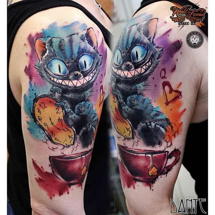фото тату Чеширский кот от 23.01.2018 №069 tattoo Cheshire Cat