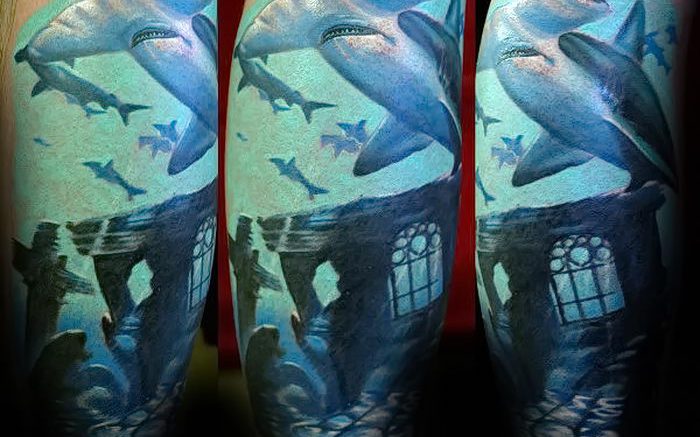 фото тату Акула молот от 23.01.2018 №052 - Tattoo Shark Hammer - tattoo-photo.ru