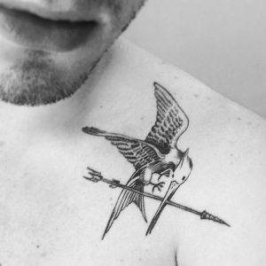 фото тату Сойка Пересмешница от 03.01.2018 №027 - Tattoo MOCKINGJAY - tattoo-photo.ru