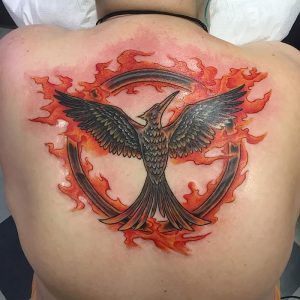 фото тату Сойка Пересмешница от 03.01.2018 №069 - Tattoo MOCKINGJAY - tattoo-photo.ru