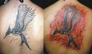 фото тату Сойка Пересмешница от 03.01.2018 №094 - Tattoo MOCKINGJAY - tattoo-photo.ru