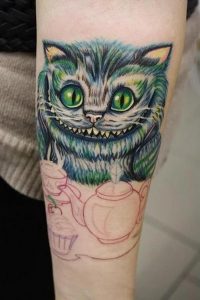 фото тату Чеширский кот от 23.01.2018 №033 - tattoo Cheshire Cat - tattoo-photo.ru