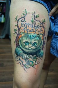 фото тату Чеширский кот от 23.01.2018 №059 - tattoo Cheshire Cat - tattoo-photo.ru