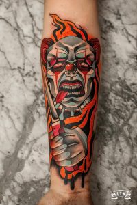 фото тату клоун от 14.01.2018 №052 - Clown tattoo - tattoo-photo.ru