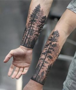 фото тату лес от 14.01.2018 №015 - forest tattoo - tattoo-photo.ru
