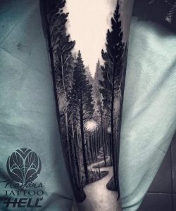 фото тату лес от 14.01.2018 №026 - forest tattoo - tattoo-photo.ru