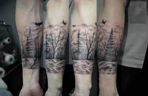 фото тату лес от 14.01.2018 №038 - forest tattoo - tattoo-photo.ru