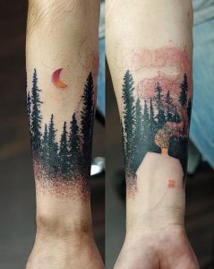 фото тату лес от 14.01.2018 №055 - forest tattoo - tattoo-photo.ru