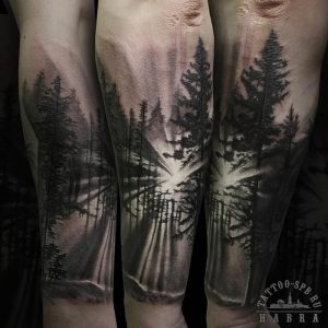 фото тату лес от 14.01.2018 №057 - forest tattoo - tattoo-photo.ru