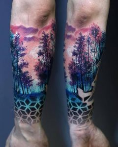 фото тату лес от 14.01.2018 №058 - forest tattoo - tattoo-photo.ru