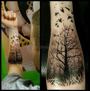 фото тату лес от 14.01.2018 №061 - forest tattoo - tattoo-photo.ru 154123123 2352356