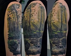 фото тату лес от 14.01.2018 №070 - forest tattoo - tattoo-photo.ru