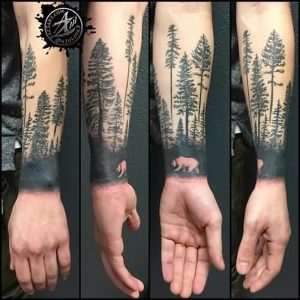 фото тату лес от 14.01.2018 №084 - forest tattoo - tattoo-photo.ru