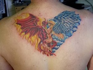 фото тату ангел и демон от 11.04.2018 №014 - tattoo angel and demon - tattoo-photo.ru