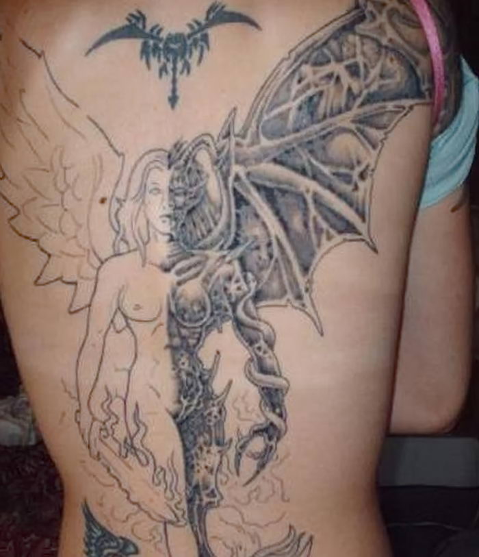 фото тату ангел и демон от 11.04.2018 № 048 - tattoo angel and demon - tatt...