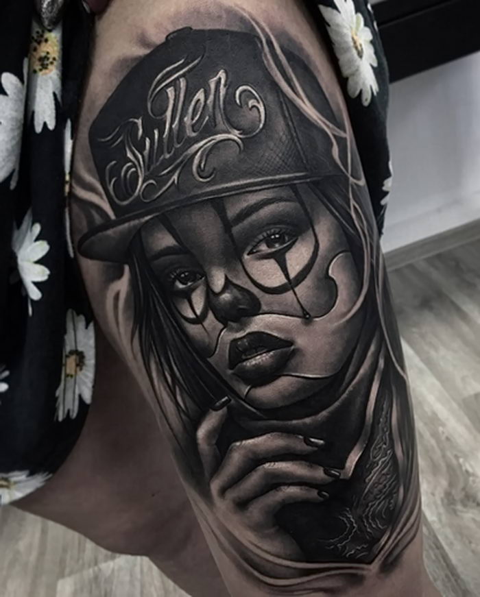 фото тату в стиле чикано от 08.04.2018 №106 Chicano style tattoo