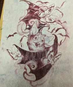 фото Эскизы тату летучая мышь от 11.04.2018 №040 - Sketches bat tattoo - tattoo-photo.ru