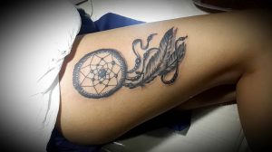фото тату Ловец снов от 15.04.2018 №053 - tattoo Dream catcher - tattoo-photo.ru