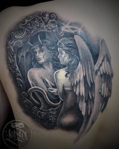 фото тату ангел и демон от 11.04.2018 №011 - tattoo angel and demon - tattoo-photo.ru