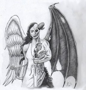 фото тату ангел и демон от 11.04.2018 №020 - tattoo angel and demon - tattoo-photo.ru