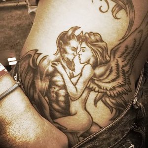 фото тату ангел и демон от 11.04.2018 №032 - tattoo angel and demon - tattoo-photo.ru