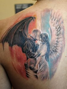 фото тату ангел и демон от 11.04.2018 №041 - tattoo angel and demon - tattoo-photo.ru