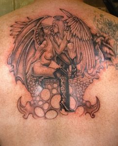 фото тату ангел и демон от 11.04.2018 №051 - tattoo angel and demon - tattoo-photo.ru