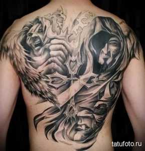 фото тату ангел и демон от 11.04.2018 №057 - tattoo angel and demon - tattoo-photo.ru