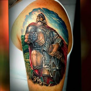 фото тату богатырь от 11.04.2018 №072 - tattoo warrior - tattoo-photo.ru