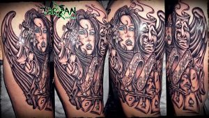 фото тату в стиле чикано от 08.04.2018 №041 - Chicano style tattoo - tattoo-photo.ru