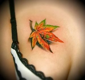 фото тату кленовый лист от 14.04.2018 №001 - maple leaf tattoo - tattoo-photo.ru