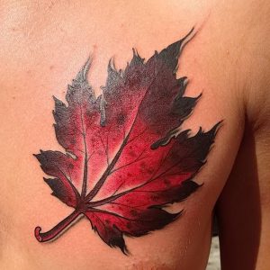 фото тату кленовый лист от 14.04.2018 №002 - maple leaf tattoo - tattoo-photo.ru