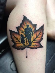 фото тату кленовый лист от 14.04.2018 №009 - maple leaf tattoo - tattoo-photo.ru