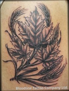 фото тату кленовый лист от 14.04.2018 №017 - maple leaf tattoo - tattoo-photo.ru