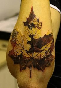 фото тату кленовый лист от 14.04.2018 №023 - maple leaf tattoo - tattoo-photo.ru