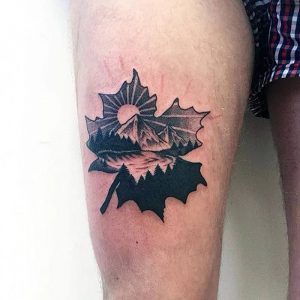 фото тату кленовый лист от 14.04.2018 №025 - maple leaf tattoo - tattoo-photo.ru