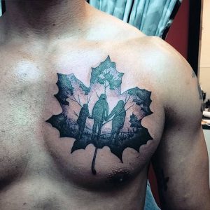 фото тату кленовый лист от 14.04.2018 №034 - maple leaf tattoo - tattoo-photo.ru