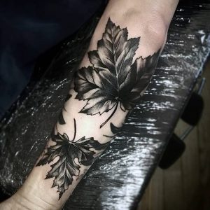 фото тату кленовый лист от 14.04.2018 №037 - maple leaf tattoo - tattoo-photo.ru