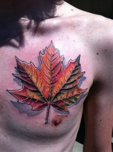 фото тату кленовый лист от 14.04.2018 №050 - maple leaf tattoo - tattoo-photo.ru