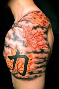 фото тату кленовый лист от 14.04.2018 №074 - maple leaf tattoo - tattoo-photo.ru