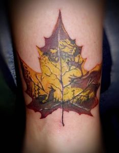 фото тату кленовый лист от 14.04.2018 №078 - maple leaf tattoo - tattoo-photo.ru