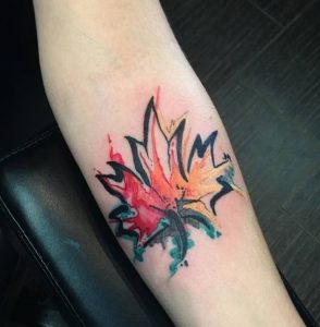фото тату кленовый лист от 14.04.2018 №084 - maple leaf tattoo - tattoo-photo.ru