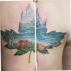 фото тату кленовый лист от 14.04.2018 №087 - maple leaf tattoo - tattoo-photo.ru