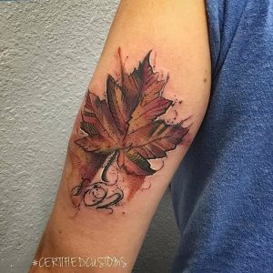 фото тату кленовый лист от 14.04.2018 №102 - maple leaf tattoo - tattoo-photo.ru