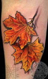 фото тату кленовый лист от 14.04.2018 №104 - maple leaf tattoo - tattoo-photo.ru