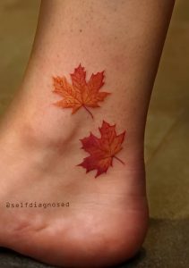 фото тату кленовый лист от 14.04.2018 №149 - maple leaf tattoo - tattoo-photo.ru