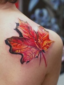 фото тату кленовый лист от 14.04.2018 №154 - maple leaf tattoo - tattoo-photo.ru