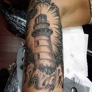фото тату маяк от 16.04.2018 №004 - tattoo beacon - tattoo-photo.ru
