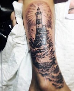 фото тату маяк от 16.04.2018 №035 - tattoo beacon - tattoo-photo.ru